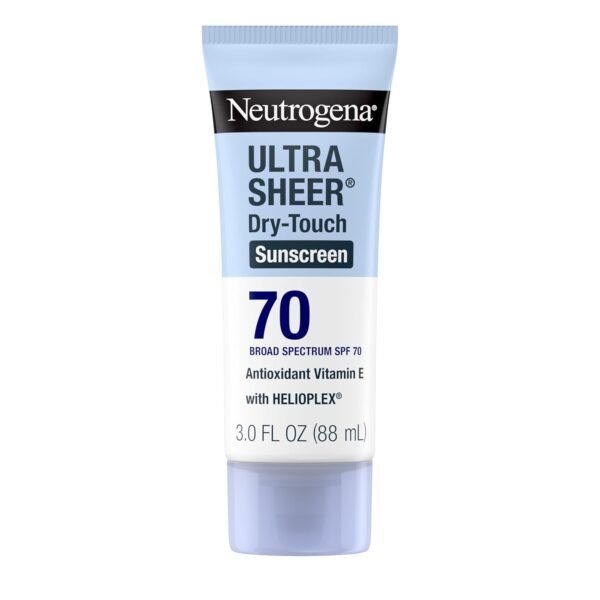 Neutrogena Ultra Sheer Dry-Touch Sunscreen SPF 70 in Ethiopia. Lightweight, non-greasy formula with broad-spectrum UVA/UVB protection. Perfect for oily and sensitive skin. Free delivery in Addis Ababa. Call +251929419111.