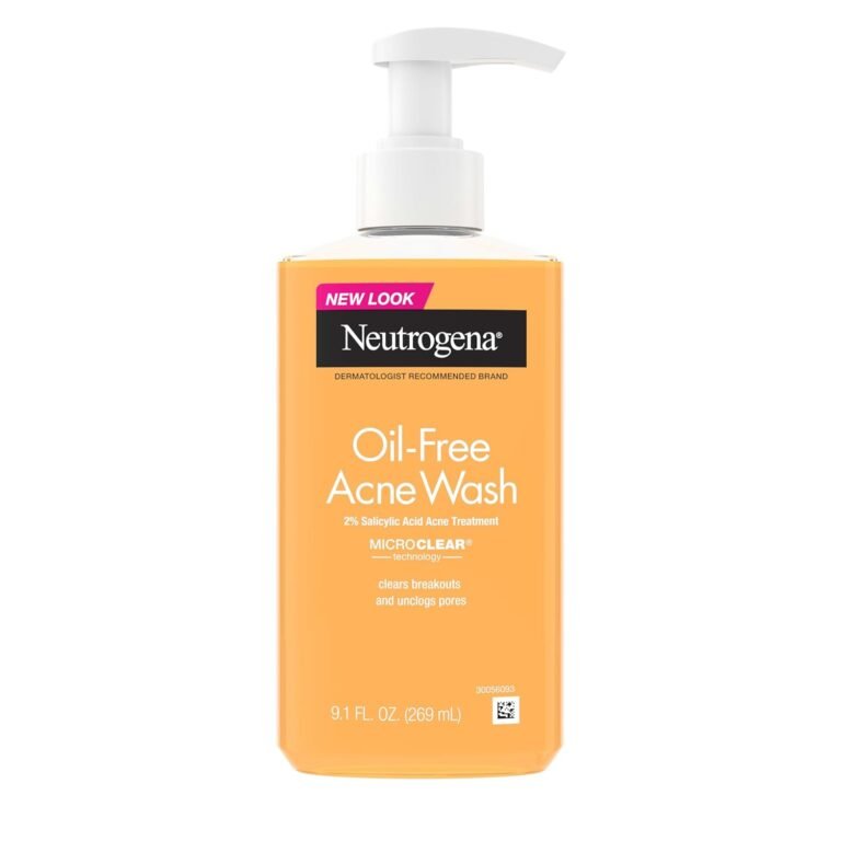 Neutrogena oil-free acne face wash for oily, breakout-prone skin with 2% salicylic acid, front bottle photo, available in Ethiopia. ​